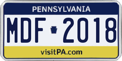 PA license plate MDF2018