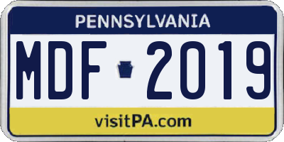 PA license plate MDF2019