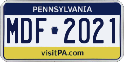 PA license plate MDF2021