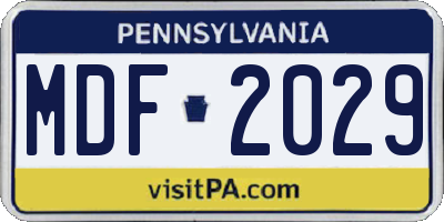 PA license plate MDF2029