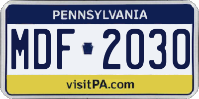 PA license plate MDF2030