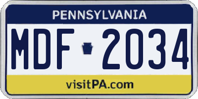 PA license plate MDF2034