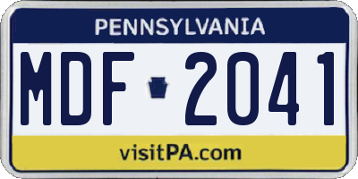 PA license plate MDF2041