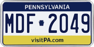 PA license plate MDF2049