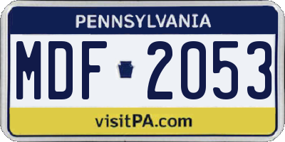 PA license plate MDF2053