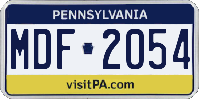 PA license plate MDF2054