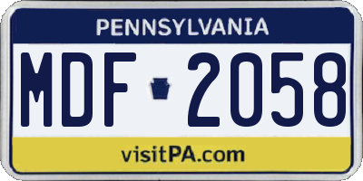 PA license plate MDF2058