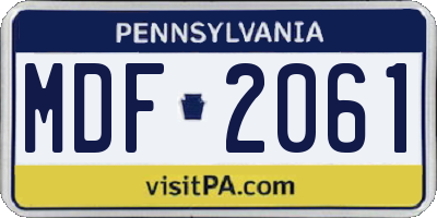 PA license plate MDF2061