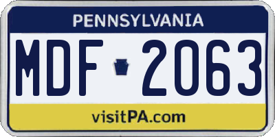 PA license plate MDF2063