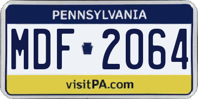 PA license plate MDF2064
