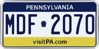 PA license plate MDF2070