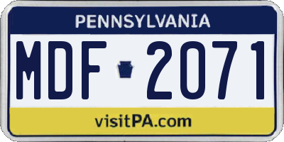 PA license plate MDF2071