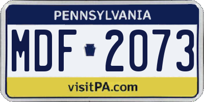 PA license plate MDF2073