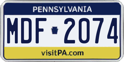 PA license plate MDF2074