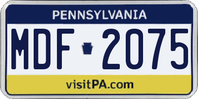 PA license plate MDF2075