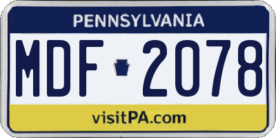 PA license plate MDF2078