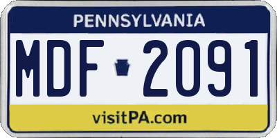 PA license plate MDF2091
