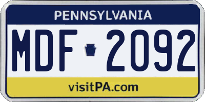PA license plate MDF2092