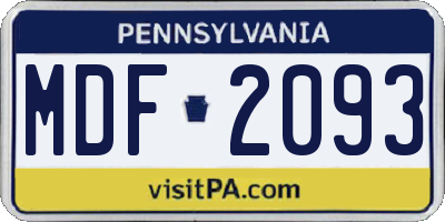 PA license plate MDF2093