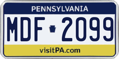 PA license plate MDF2099