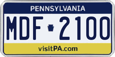 PA license plate MDF2100