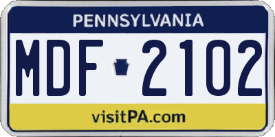 PA license plate MDF2102