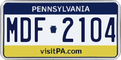 PA license plate MDF2104