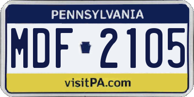PA license plate MDF2105