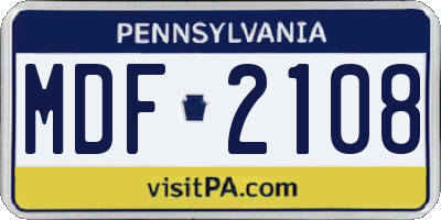 PA license plate MDF2108