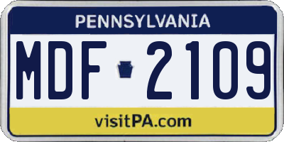 PA license plate MDF2109