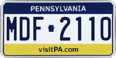 PA license plate MDF2110