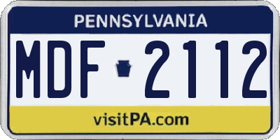 PA license plate MDF2112