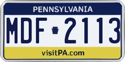 PA license plate MDF2113