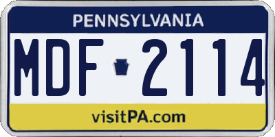PA license plate MDF2114