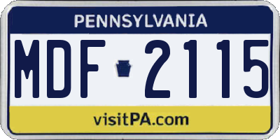 PA license plate MDF2115