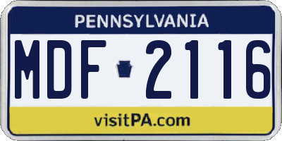 PA license plate MDF2116