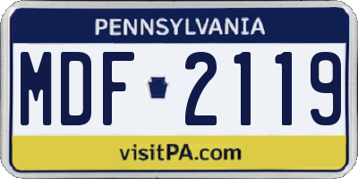 PA license plate MDF2119