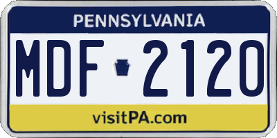 PA license plate MDF2120