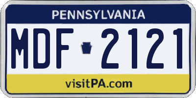 PA license plate MDF2121