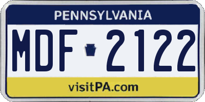 PA license plate MDF2122