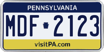 PA license plate MDF2123
