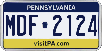 PA license plate MDF2124