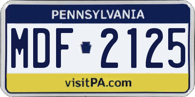 PA license plate MDF2125