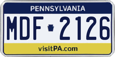 PA license plate MDF2126