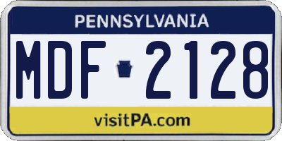 PA license plate MDF2128