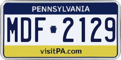 PA license plate MDF2129
