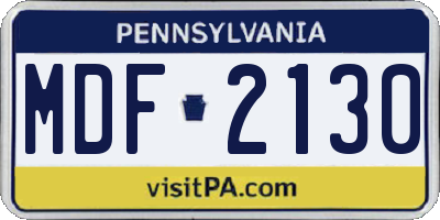 PA license plate MDF2130