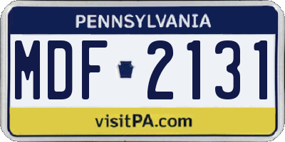 PA license plate MDF2131