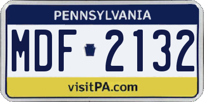 PA license plate MDF2132