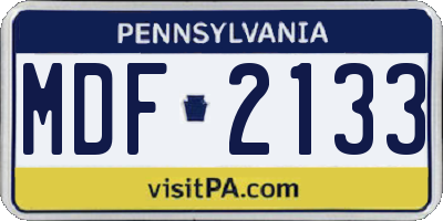 PA license plate MDF2133
